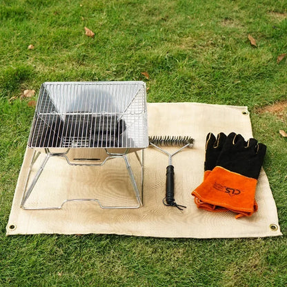 Outdoor Camping Fireproof Cloth BBQ Insulation Mat Flame Retardant Fiberglass Pad