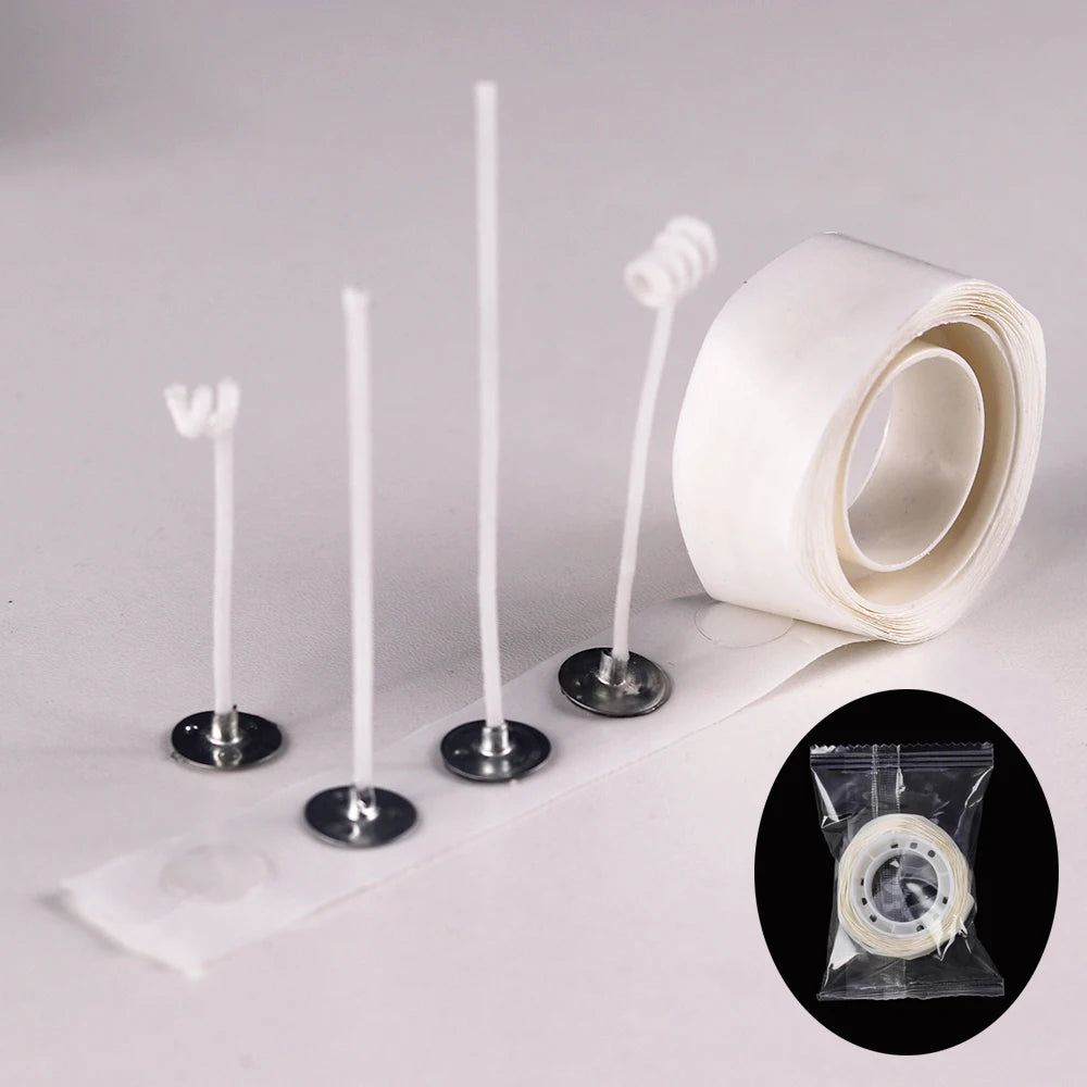 Candle Wicks Pre Waxed with Sustainers Long Tabbed for Craft Making 100pcs