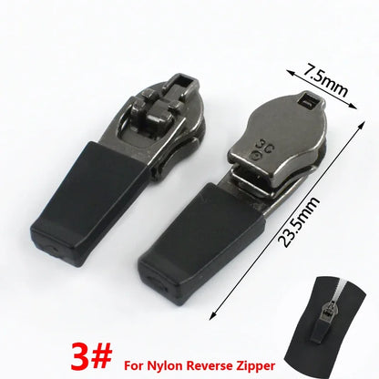10/20/50Pcs 3# 5# Nylon Zipper Slider Formal/Reverse Zippers Head Resin Zip Tent Invisible Zips Pull Repair Kit Sewing Accessory