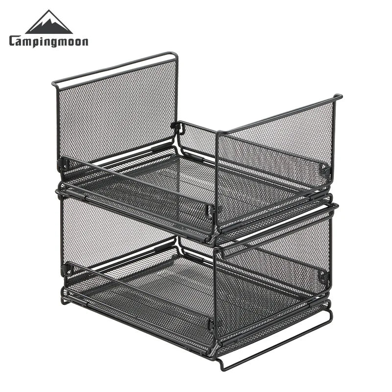 CAMPINGMOON CK-23BK Folding Storage Net Cage Box Shelf for Camping/Home