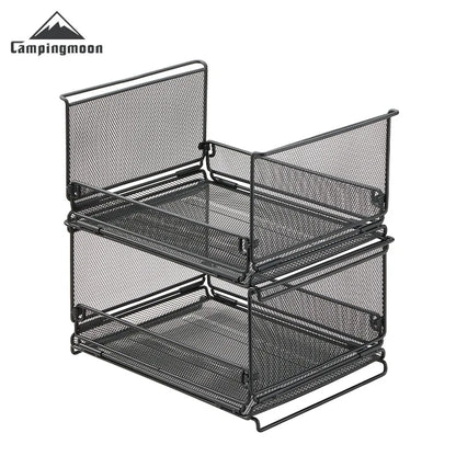 CAMPINGMOON CK-23BK Folding Storage Net Cage Box Shelf for Camping/Home
