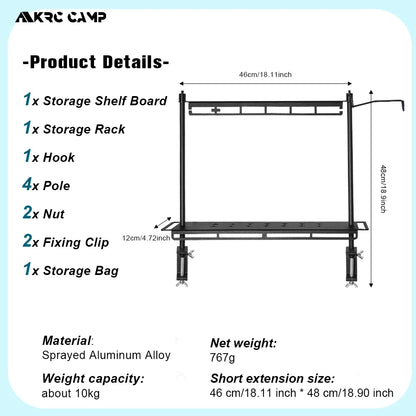 Lightweight Camping Storage Shelf Aluminum Rack Table Lantern Stand