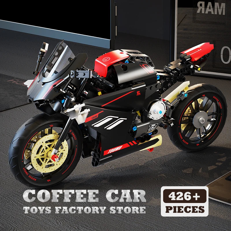 High-Tech Mecha Motorcycle Building Blocks 3D MOC Model Kit Educational Toy Gift