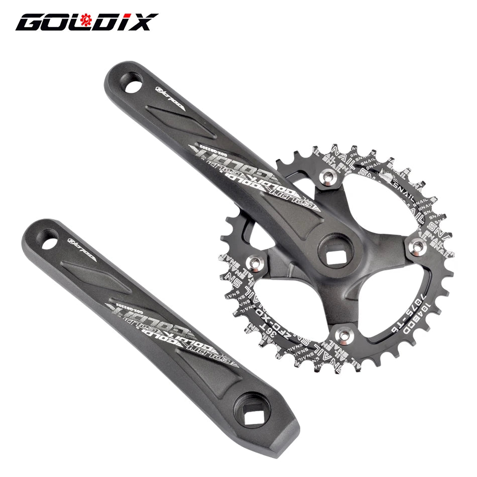 GOLDIX Square Hole MTB Crankset, Aluminum Alloy, 170/175mm, 104BCD 32-42T Narrow Wide