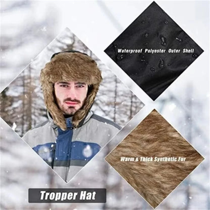 Winter Ski Hat Trapper Faux Fur Earflap Cap Warm Russian Aviator