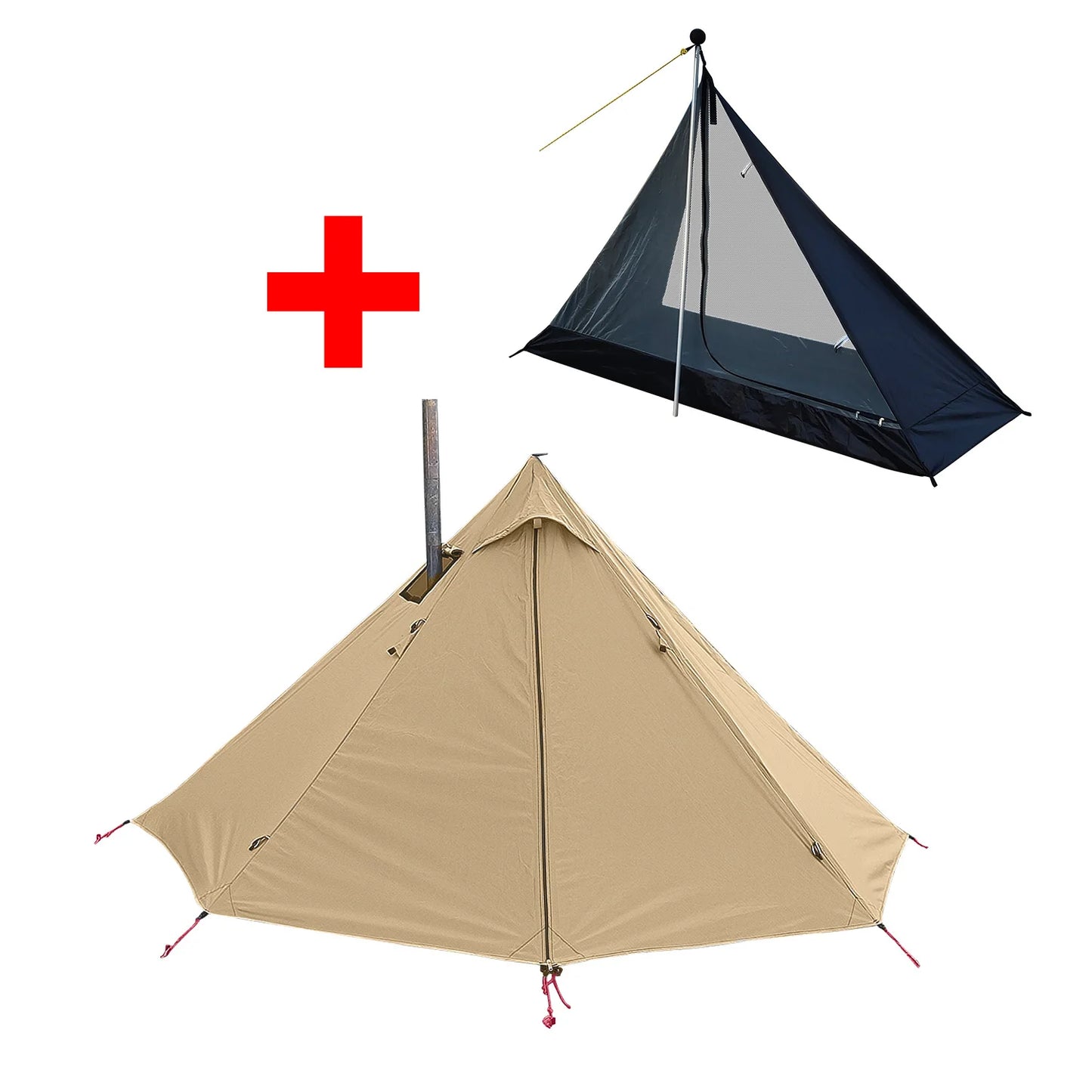 Camping Hot Tent with Chimney Window Outdoor Ultralight Tipi Teepee Tent Pyramid Double Layer Bushcraft 1 Person Tents Hot Tent-EXPROTAS