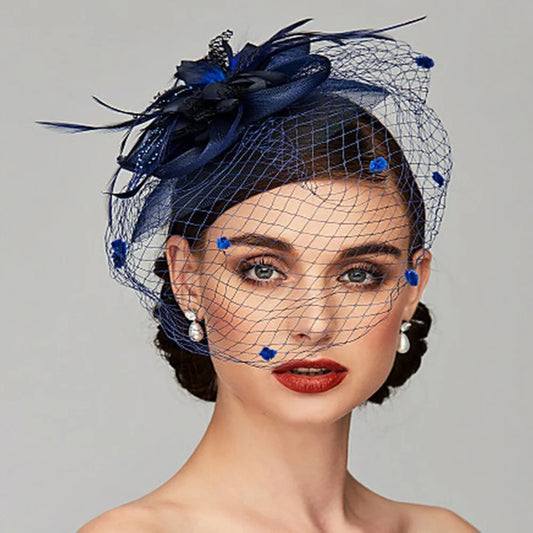 Flowers Feather Mesh Headwear Hat Party Accessory 1pc 27cm Multi Colour