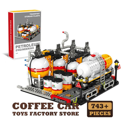City Street View Industrial Factory Building Blocks Oil Pump MOC Plant Model Toy Gift