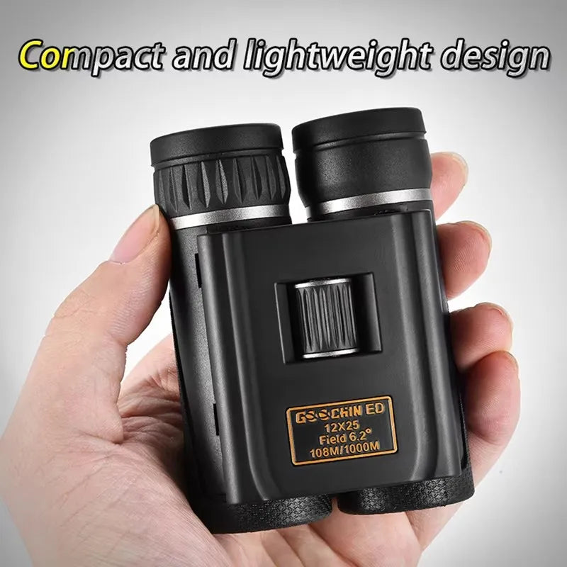 12x25 Compact ED Binoculars Large Eyepiece Easy Focus Bird Watching Travel