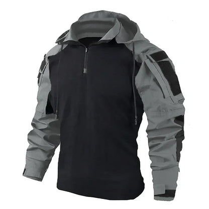 Men's Tactical Long Sleeve Camo Shirt Hooded Quick Dry T-shirt