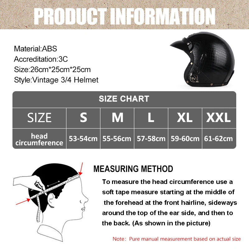 Uchoose Retro Motorcycle Helmet Open Face Chopper ABS Material Vintage