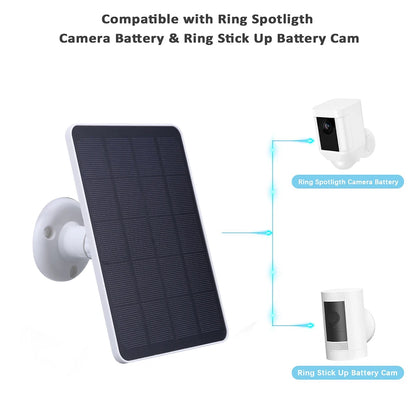 20W 5V Solar Panel Charger for Ring Spotlight/Stick Up Cam 3.5x1.35mm