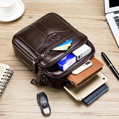Men’s Crossbody Bag Retro Leather Shoulder Bag Fashion Top Layer Cowhide Satchel