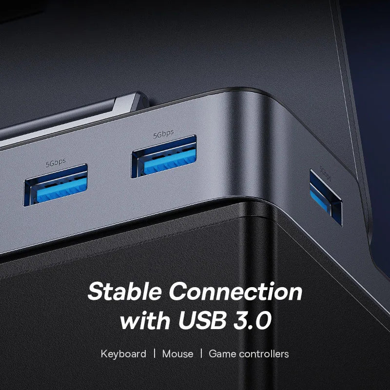 Baseus USB C Docking Station for Steam Deck Nintend Switch 6-in-1 Type C to 4K@60Hz HDMI-compatible Gigabit Ethernet USB 3.0 Hub-EXPROTAS