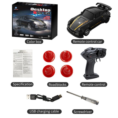 RC Drift Car 1:64 Remote Control Racing Toy 4WD LED Lights