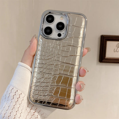Colourful Crocodile Leather Case for iPhone 11-17 Air Pro Max Plus Shockproof