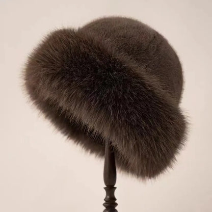 Fluffy Fur Bucket Hat Women Winter Warm Plush Fisherman Cap Thick