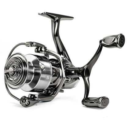 Sougayilang Spinning Fishing Reel 5.0:1 Gear Ratio 8kg Max Drag Metal Spool Foldable Double Arm Freshwater Saltwater
