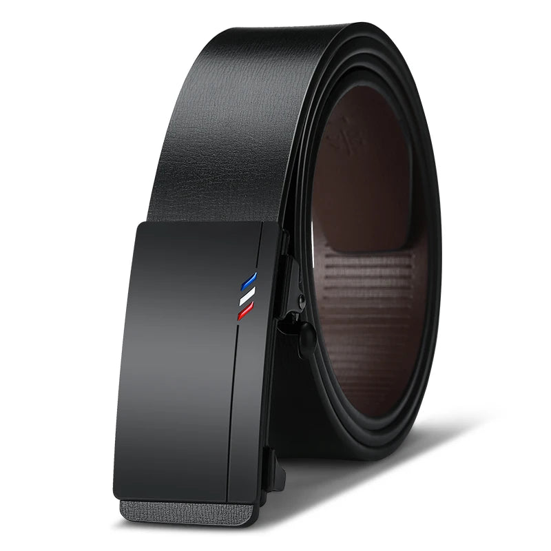 Mens Leather Belts Automatic Buckle Black Brown 105-160cm Jeans Size