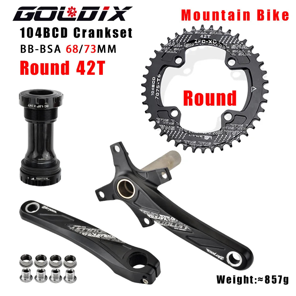 GOLDIX MTB Crankset 104BCD 170mm w/ 32T–38T Chainring & Bottom Bracket