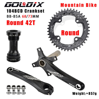 GOLDIX MTB Crankset 104BCD 170mm w/ 32T–38T Chainring & Bottom Bracket