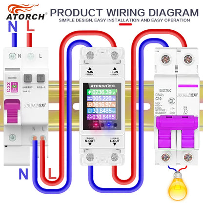 ATORCH 63A WiFi Smart Switch Circuit Breaker Timer Energy KWh Meter Tuya