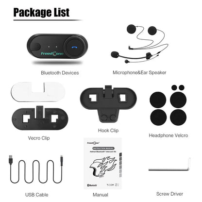 Motorcycle Helmet Bluetooth Intercom Freedconn T Com VB FM Music Sharing