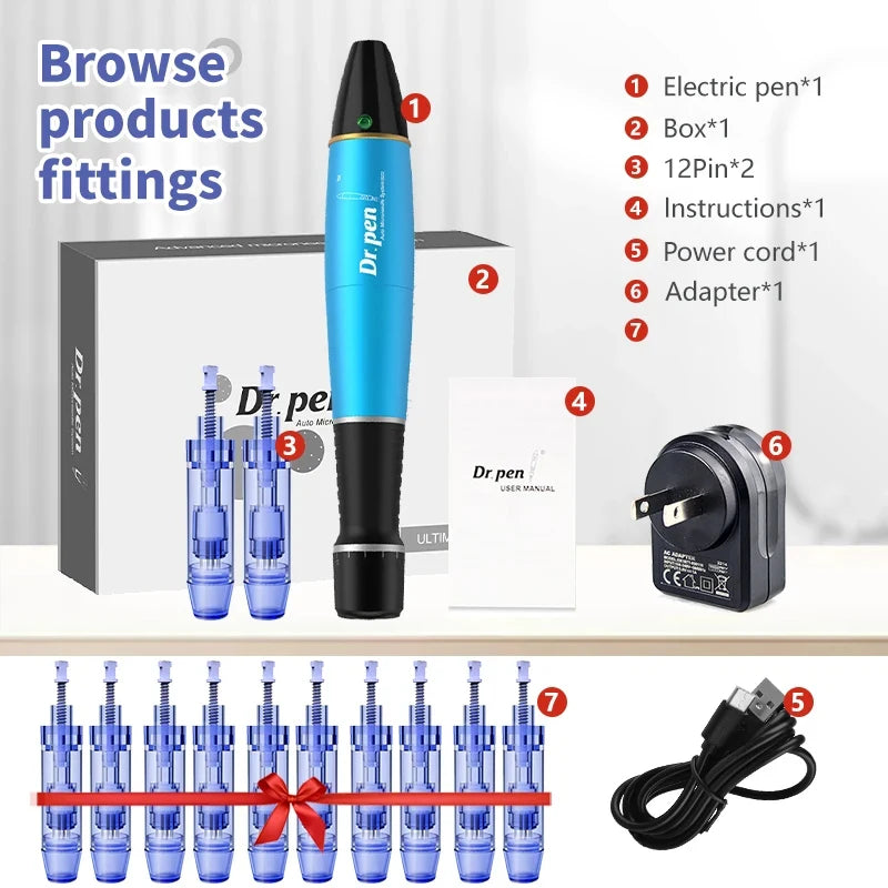 Ultima A1 Auto Micro Pen with 12Pins 0.25mm Needle Cartridges Skin Care