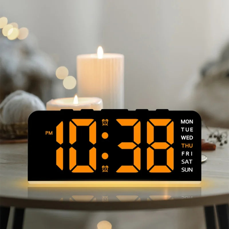 Mood Light Digital Alarm Clock USB LED Snooze Temperature Display 12/24H