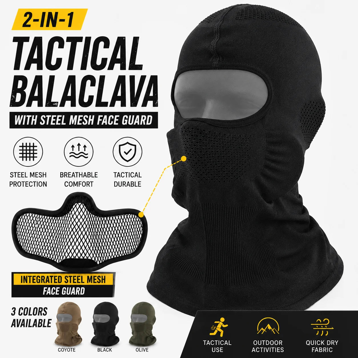 Steel Mesh Tactical Balaclava Face Mask for Airsoft Paintball Operators