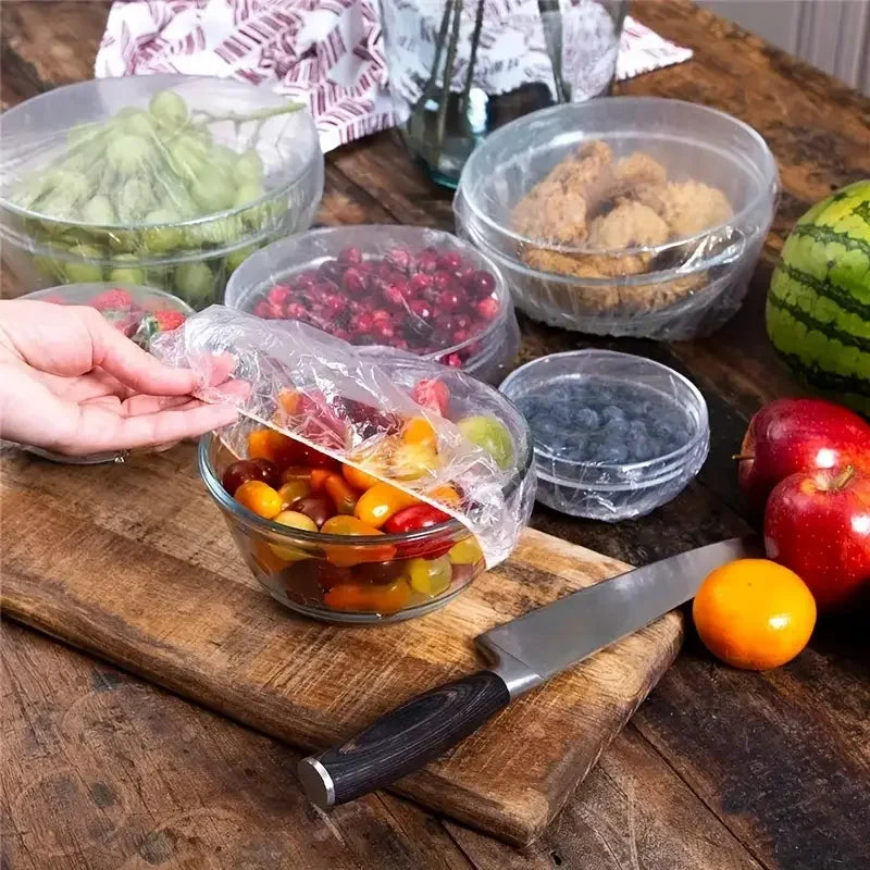 100Pcs Food Cover Bags Reusable Plastic Wrap Fresh Keeping Kitchen Storage