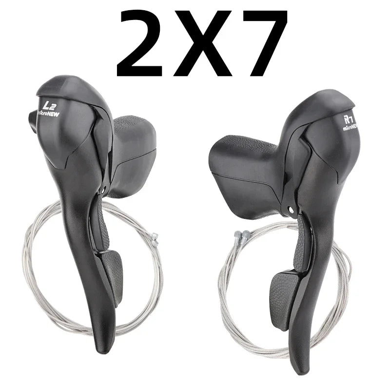 MicroNEW Road Bike Shifters 2×7–2×10 3×7–3×11 Brake Lever Set Compatible Shimano - EXPROTAS