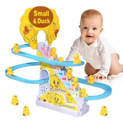 Electric Duck Roller Coaster Light Racing Track Toy for Kids Climbing Stairs