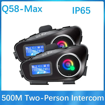 Motorcycle Helmet Bluetooth Headset Intercom with LED Light FM Radio IP65