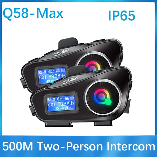 Motorcycle Helmet Bluetooth Headset Intercom with LED Light FM Radio IP65