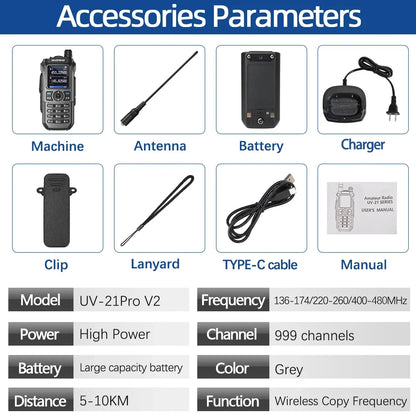 Baofeng UV-21 Pro V2 Wireless Copy Frequency Tri Band Powerful Waterproof Long Range UV-5R 22Pro S22 Type-C Two Way Radio-EXPROTAS