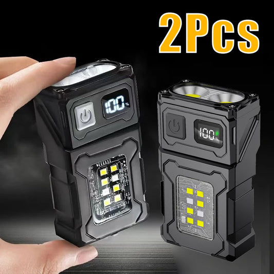 2/1Pcs Mini LED Flashlight Rechargeable USB Torch Bright Magnetic for Camping
