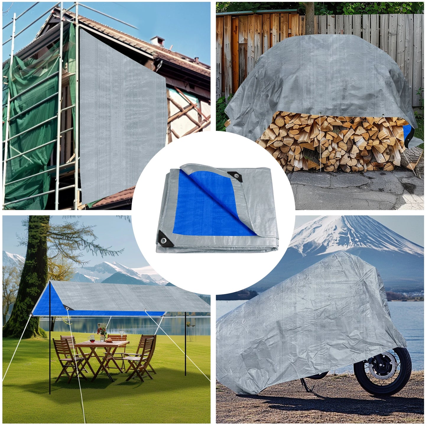 Waterproof Tarp Cover Heavy Duty Tarpaulin 3x3M Camping Ground Sheet