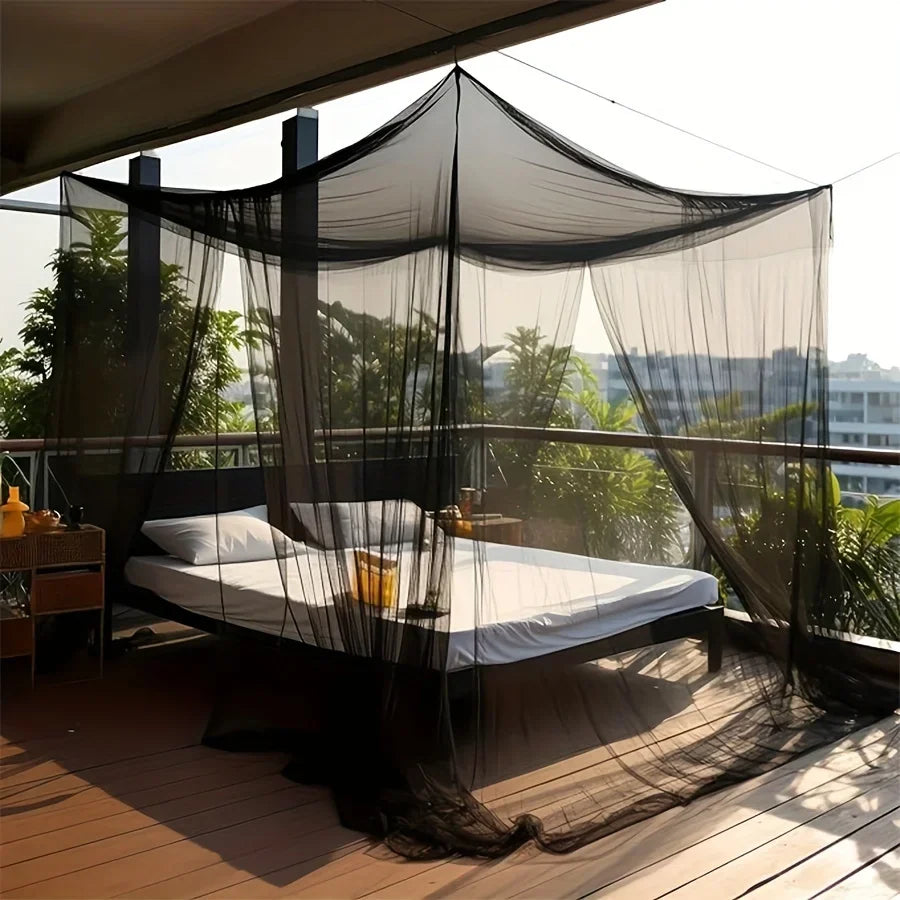 Large 4-Door Mosquito Net Breathable Polyester Mesh Outdoor Camping Insect Tent