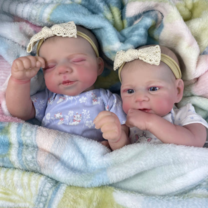 Reborn Baby Doll Twins Lifelike Cloth Body Newborn Elijah 17/18 Inch