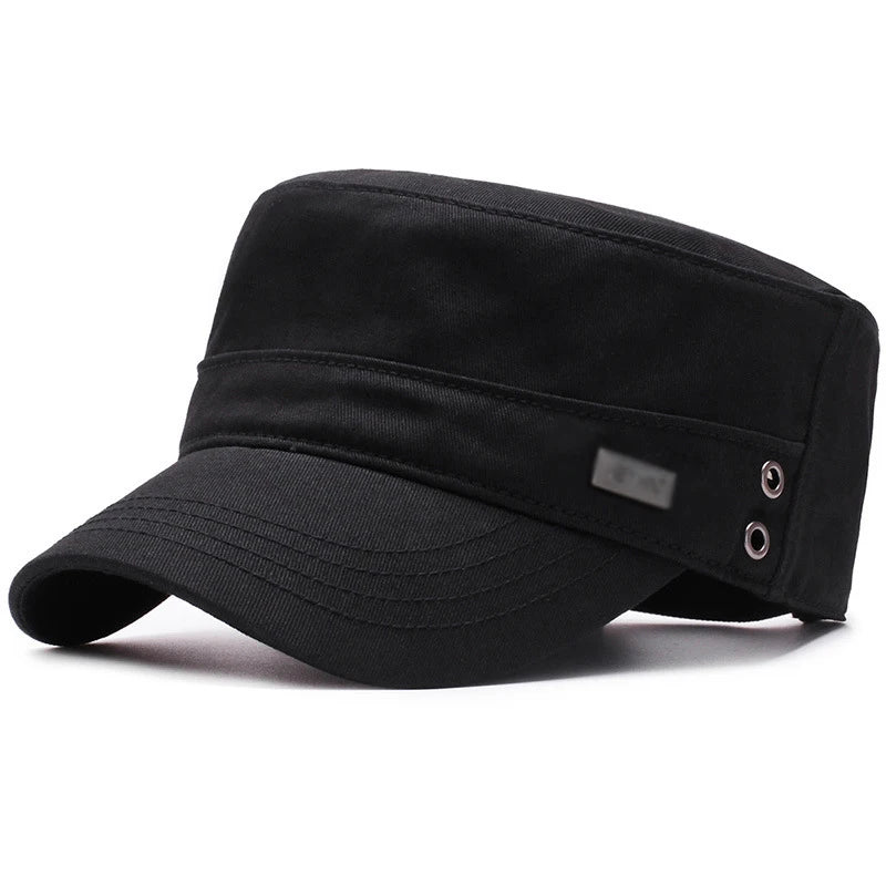 Baseball Cap Men Flat Cotton Sun Hat Casual Peaked Outdoor Brim