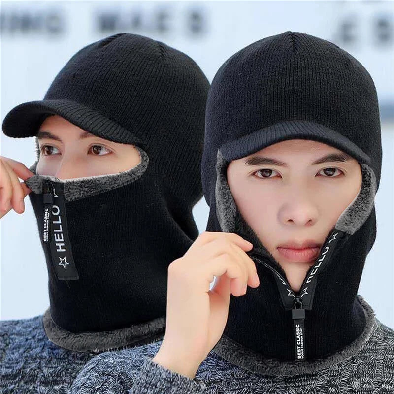Men's Outdoor Ear Protection Warm Wool Hat Knitted Winter Cap Windproof