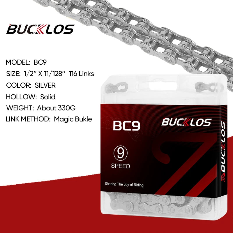 BUCKLOS 8-12 Speed Bike Chain MTB Road Bicycle Chain 116L Shimano SRAM