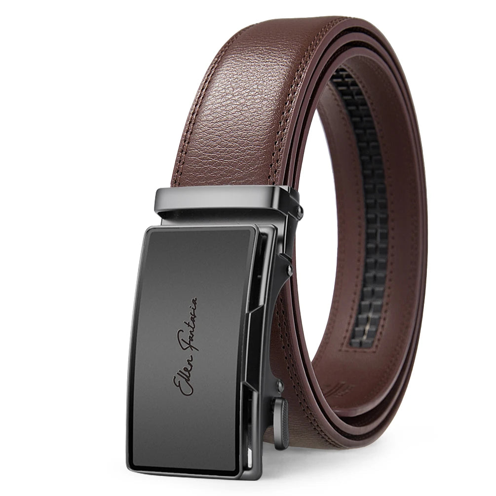 Men's Buckle Automatic Leather Belt Luxury Adjustable Business Jeans