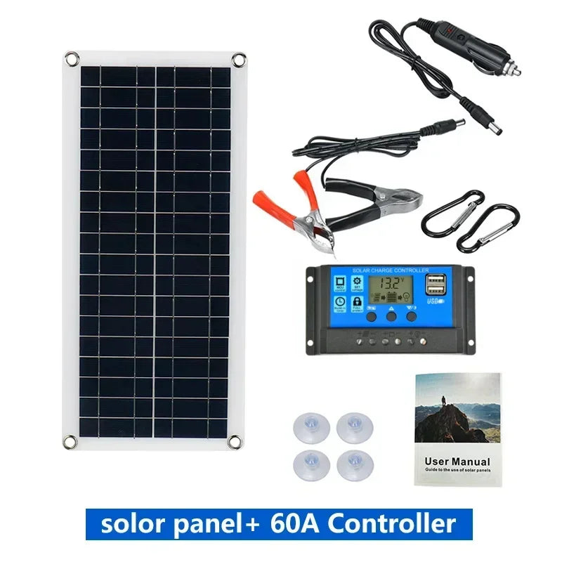 1000W 12V Solar Panel Kit with 10A-100A Controller for RV Caravan Battery