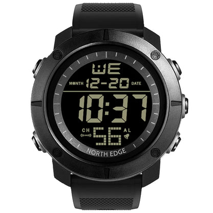 NORTH EDGE Men's Digital Watch Military World Time Alarm 50M Waterproof Sport