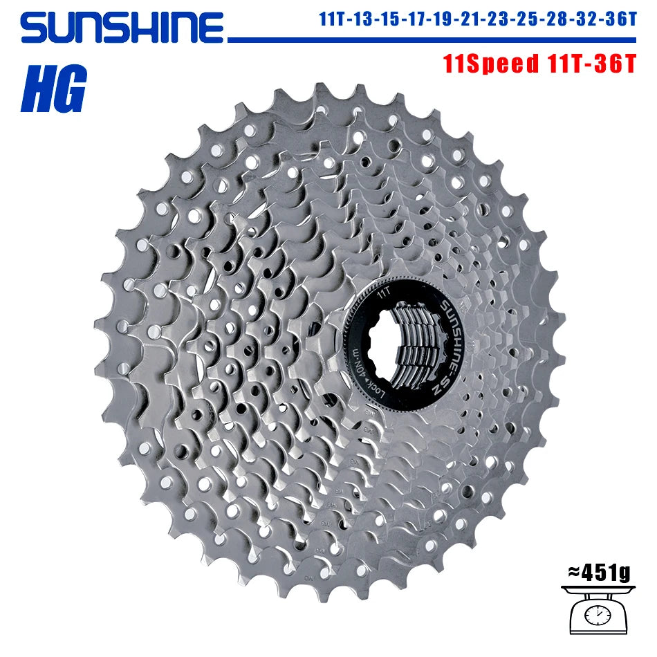 SUNSHINE Road Bike Cassette for Shimano HG 8–12 Speed Multiple Ratios - EXPROTAS