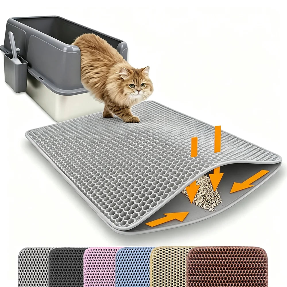 Cat Litter Mat Non-Slip Double Layer Big Box Filter Mat for Pets