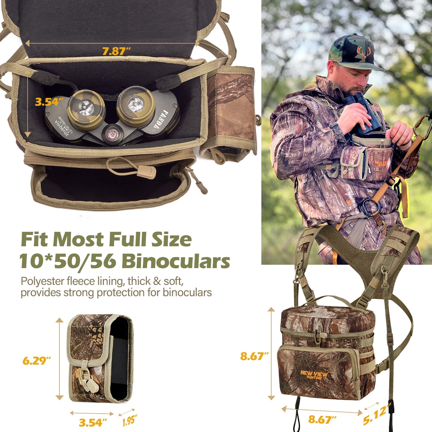Pack Bino Straps Harness for Hunting Chest Pack with Detachable Pouch