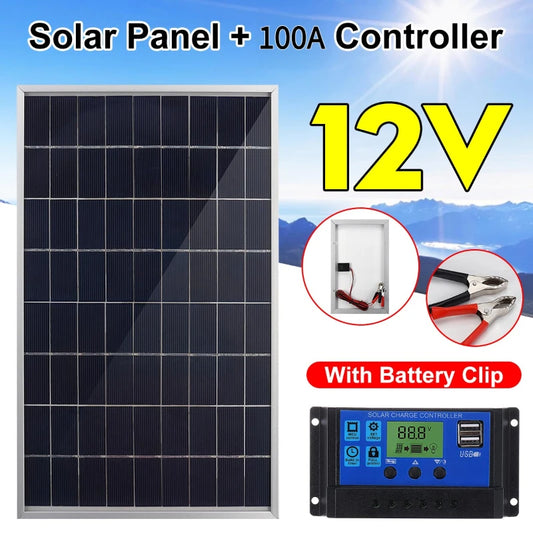 300W Solar Battery Panel Kit 12V Monocrystalline for RV Caravan Boat